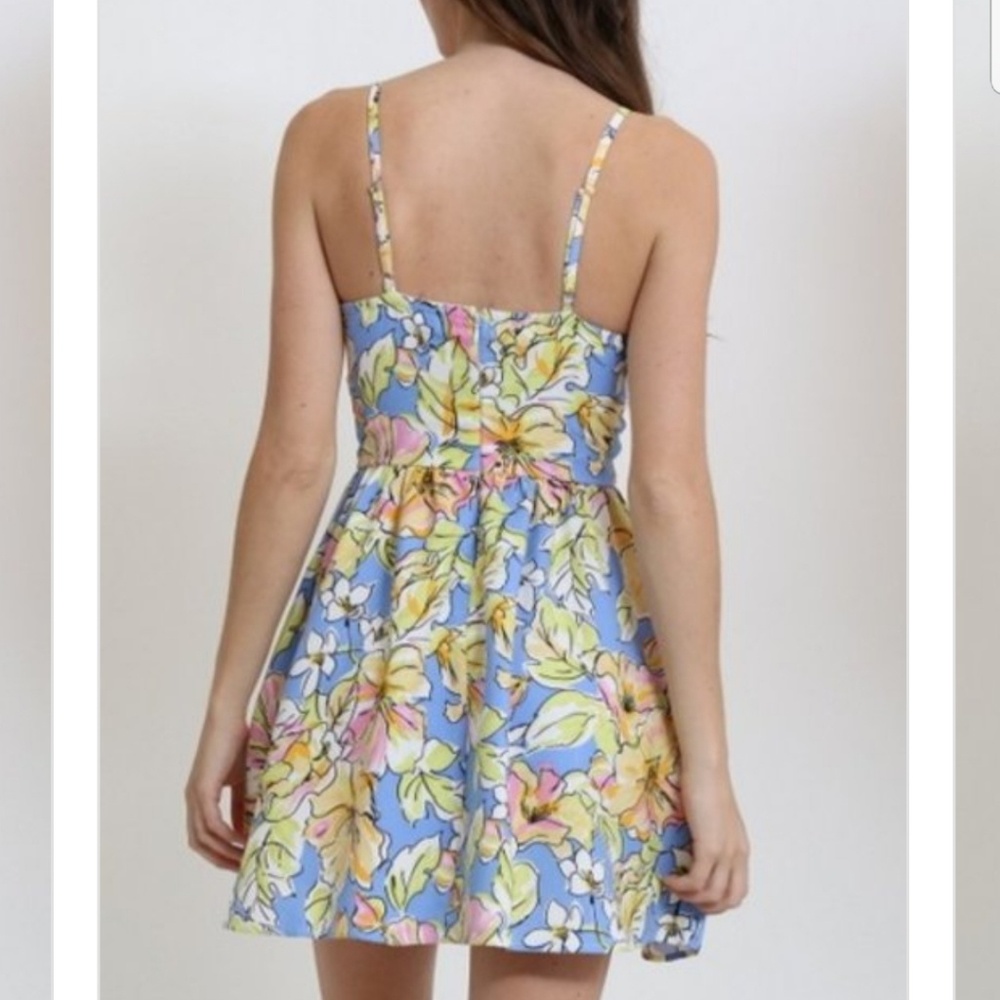 Blue Tropical Summer  Dress - Picture 2 of 5